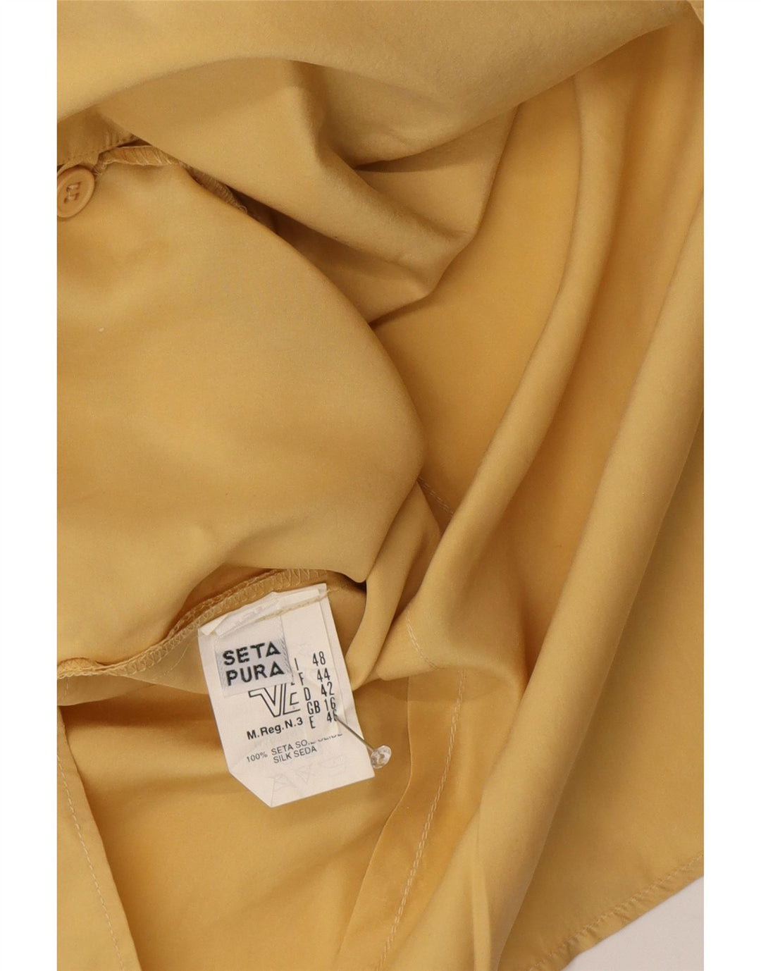 Vintage Damen Kurzarm-Hemdbluse UK 16 Große gelbe Seide