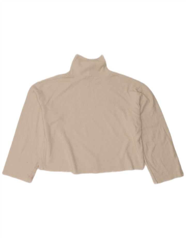 Zara Damen Übergroßes Crop Top Langarm UK 14 Mittelweiße Baumwolle