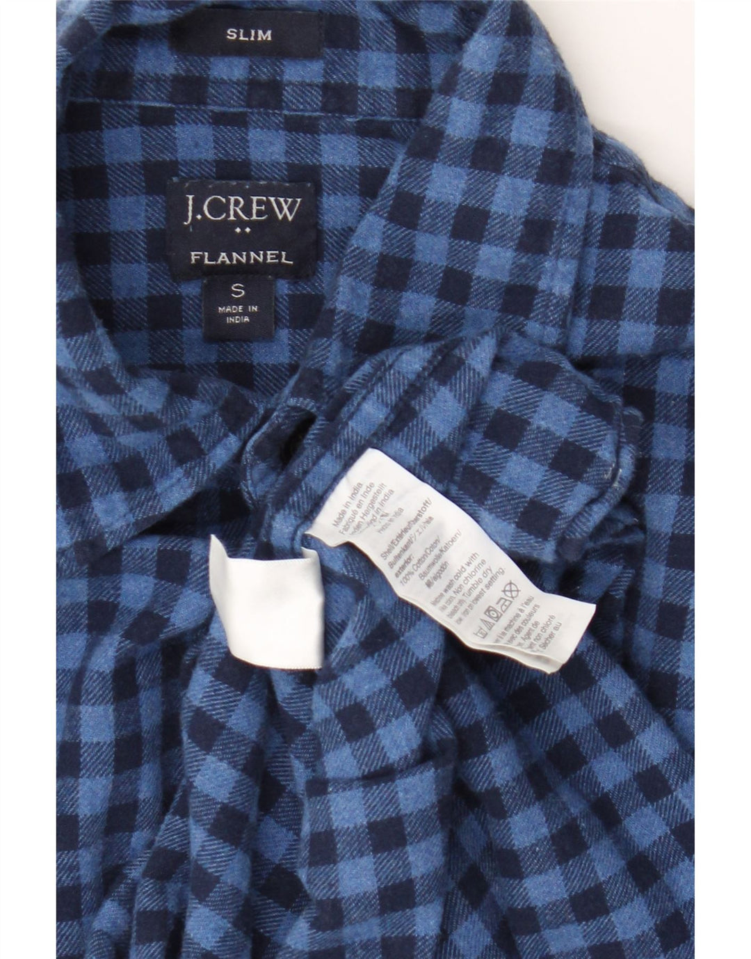 J. Crew Slim-Fit-Flanellhemd für Herren, klein, blau, Gingham-Baumwolle