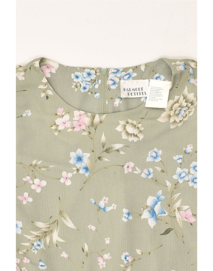 VINTAGE Womens Basic Dress US 12 Large Grey Floral Rayon | Vintage Vintage | Thrift | Second-Hand Vintage | Used Clothing | Messina Hembry 
