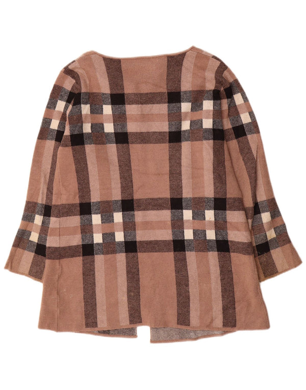 Zara Damen-Cardigan-Pullover UK 16 Große braune karierte Wolle