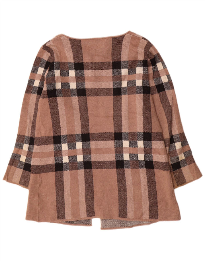 Zara Damen-Cardigan-Pullover UK 16 Große braune karierte Wolle