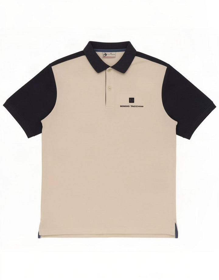 Sergio Tacchini Herren-Poloshirt, groß, Weiß, Farbblock