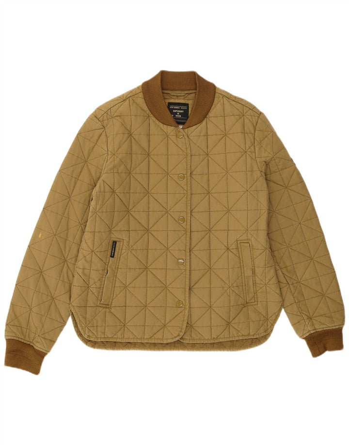 Superdry Damen Steppjacke UK 10 Small Khaki Baumwolle