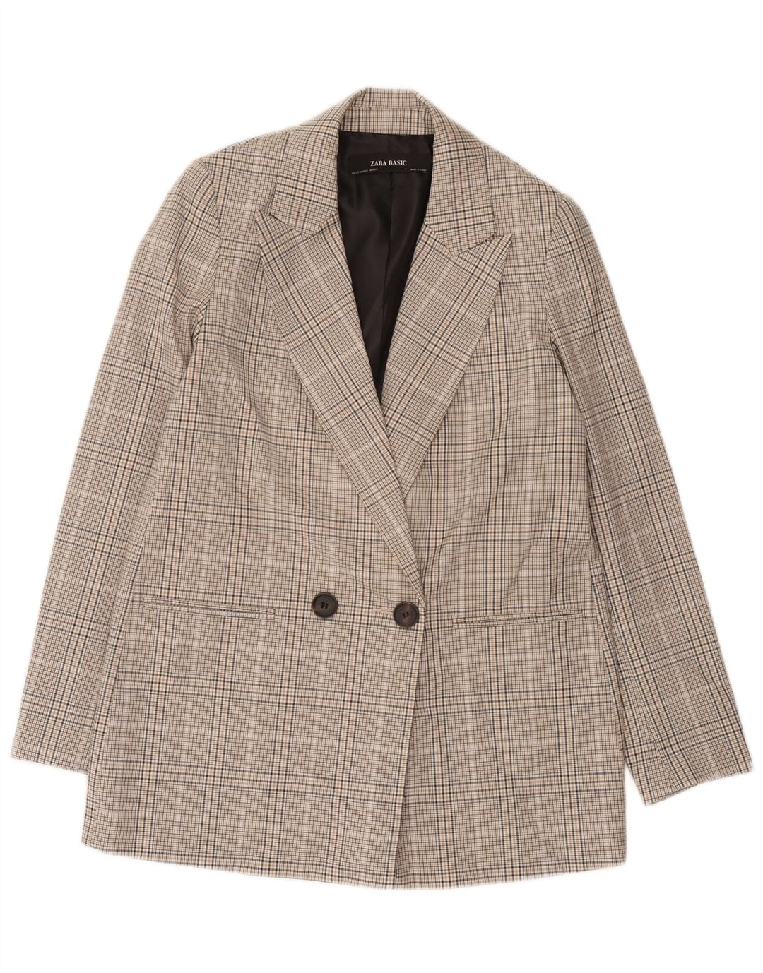 Zweireihiger, übergroßer Blazer von Zara für Damen, Gr. 6, XS, grau kariert