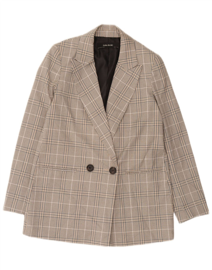 Zweireihiger, übergroßer Blazer von Zara für Damen, Gr. 6, XS, grau kariert