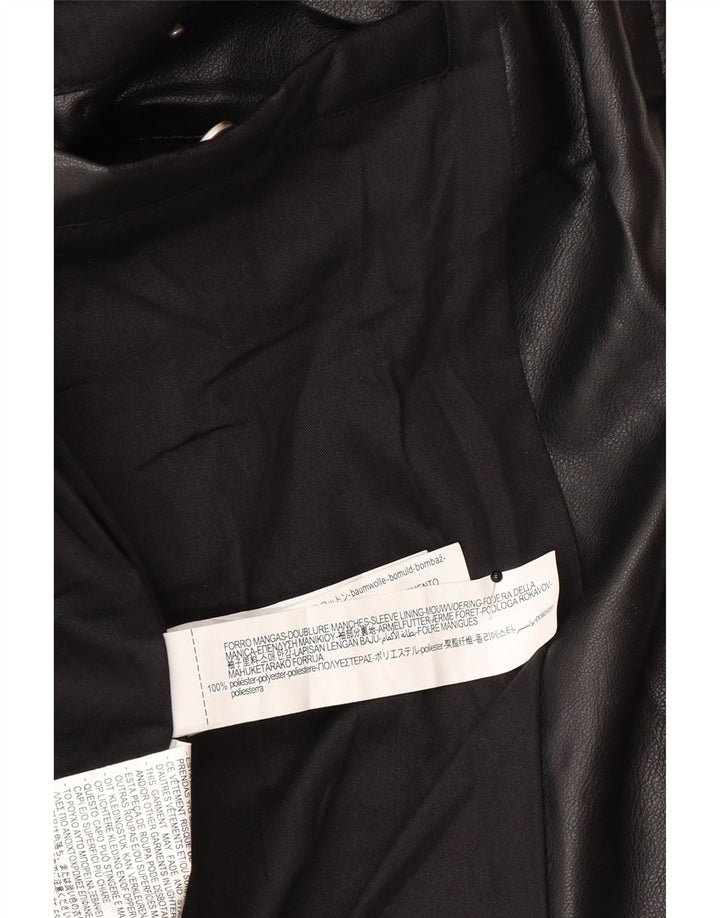 Zara Herren Kunstlederjacke UK 42 XL Schwarz Polyester