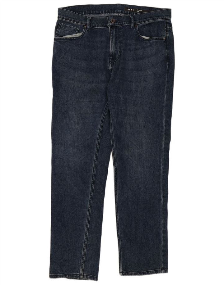 Dkny Herren Slim Jeans W34 L30 Blaue Baumwolle