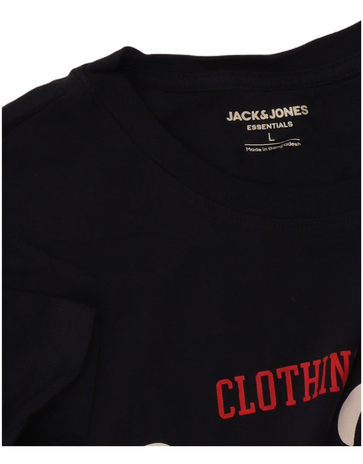 Jack & Jones Herren-T-Shirt mit Grafik, Größe L, Marineblau