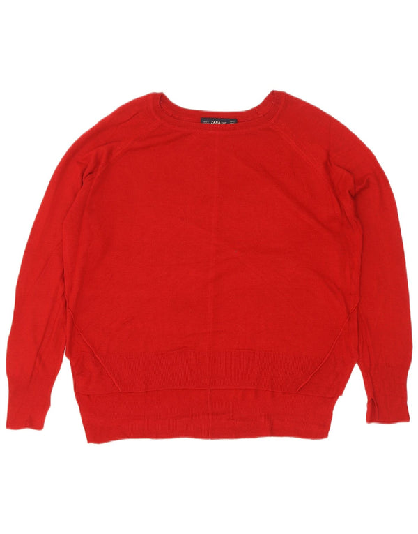Zara Damen-Pullover, übergroß, U-Boot-Ausschnitt, Gr. 10, Größe S, Rot