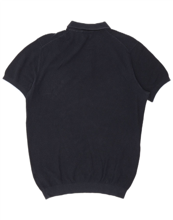 Massimo Dutti Herren-Pullover, kurzärmelig, Rollkragenpullover, Mittelblau
