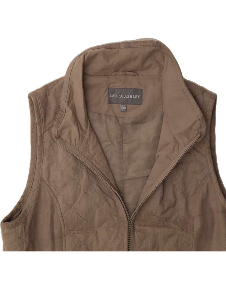 LAURA ASHLEY Womens Quilted Gilet UK 14 Medium Beige Polyester Vintage Laura Ashley and Second-Hand Laura Ashley from Messina Hembry 