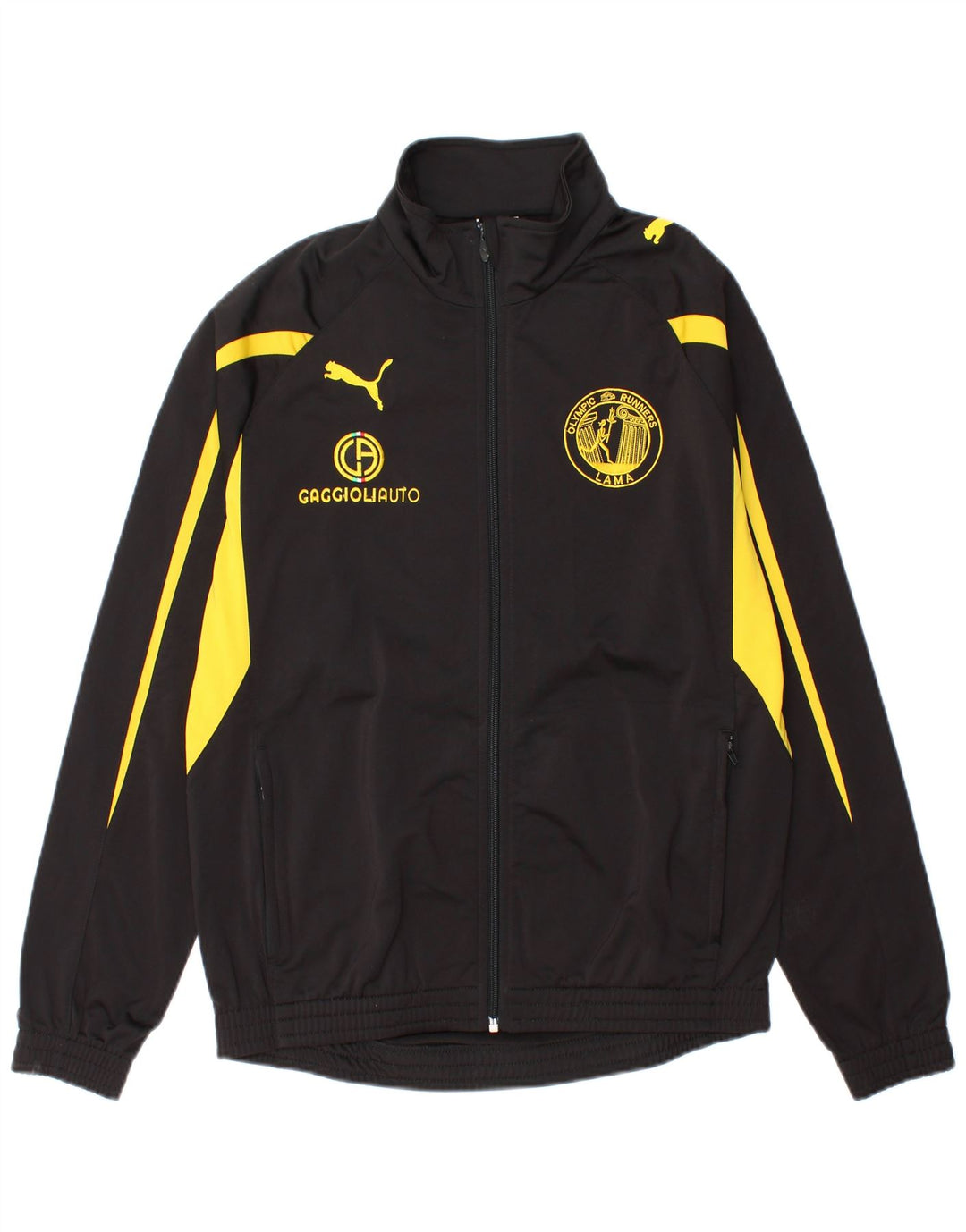 Puma Herren-Trainingsanzugoberteil mit Grafik, Größe S, Schwarz, Farbblock-Polyester