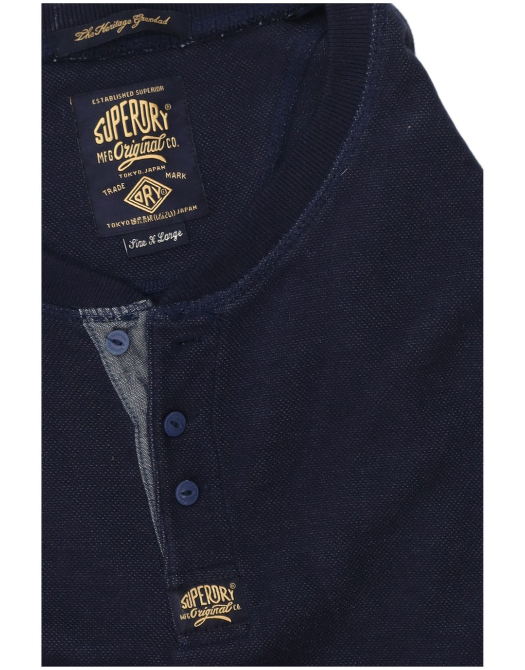 Superdry Herren Top Langarm XL Marineblau
