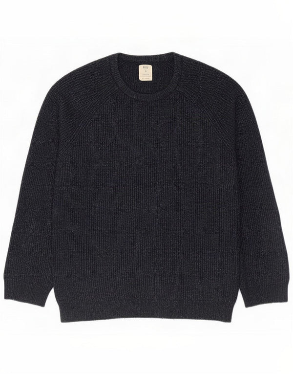 Marks & Spencer Mens Crew Neck Jumper Sweater XL Navy Blue Flecked Acrylic
