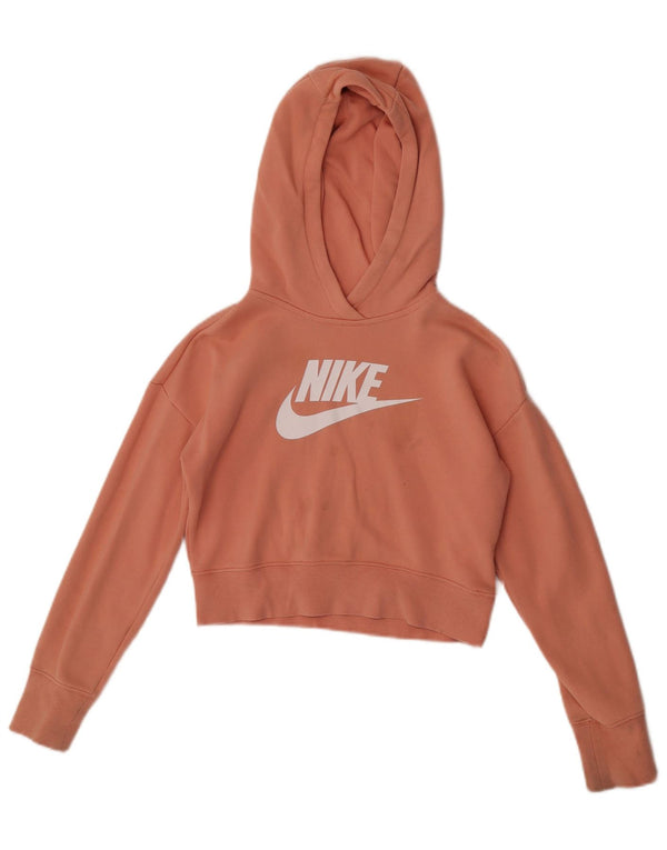 Nike Crop Graphic Hoodie-Pullover für Mädchen, 10–11 Jahre, mittelrosa Baumwolle