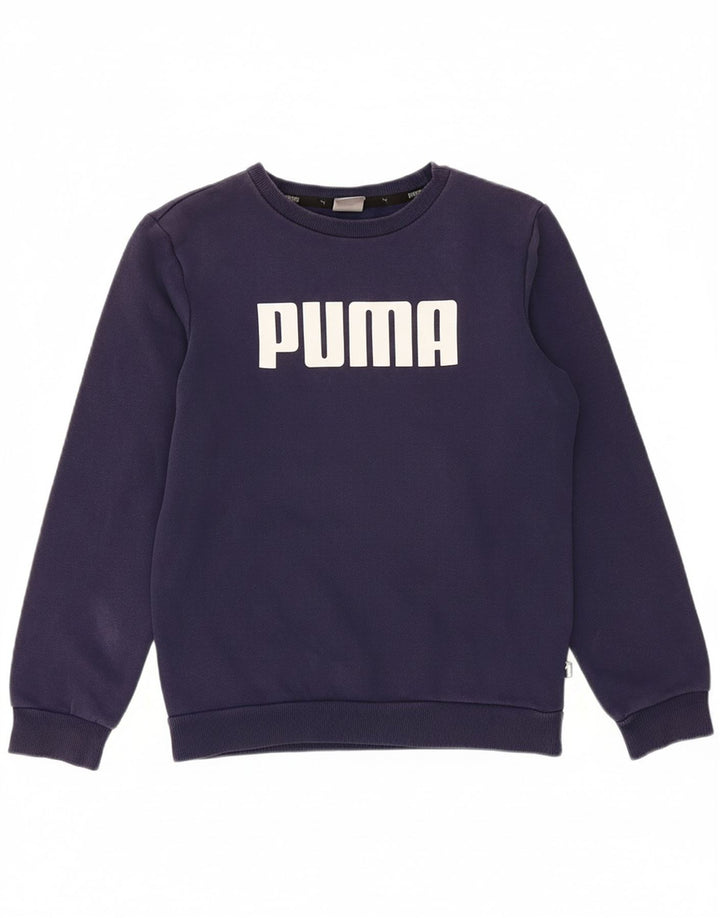 PUMA Boys Graphic Sweatshirt Jumper 11-12 Years Navy Blue Cotton