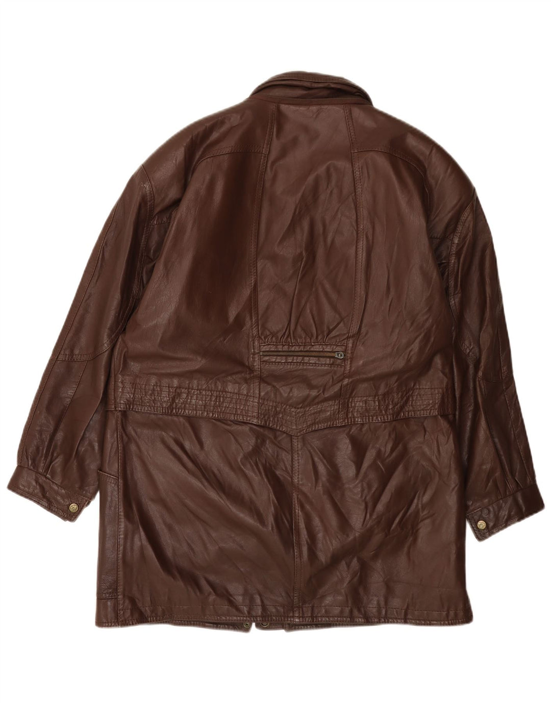 VINTAGE Damen Ledermantel UK 14 Large Braun