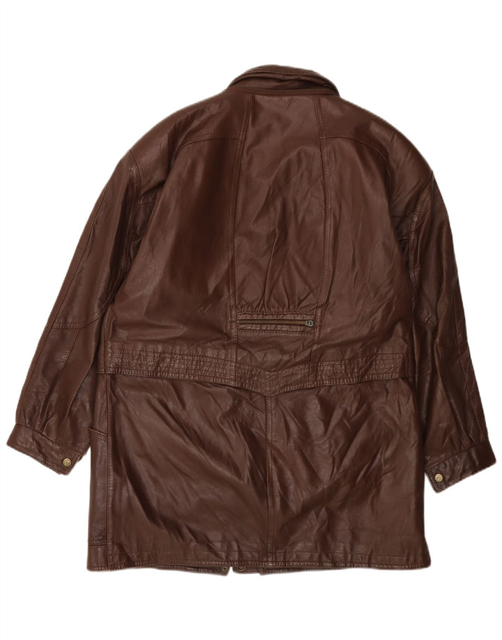 VINTAGE Damen Ledermantel UK 14 Large Braun