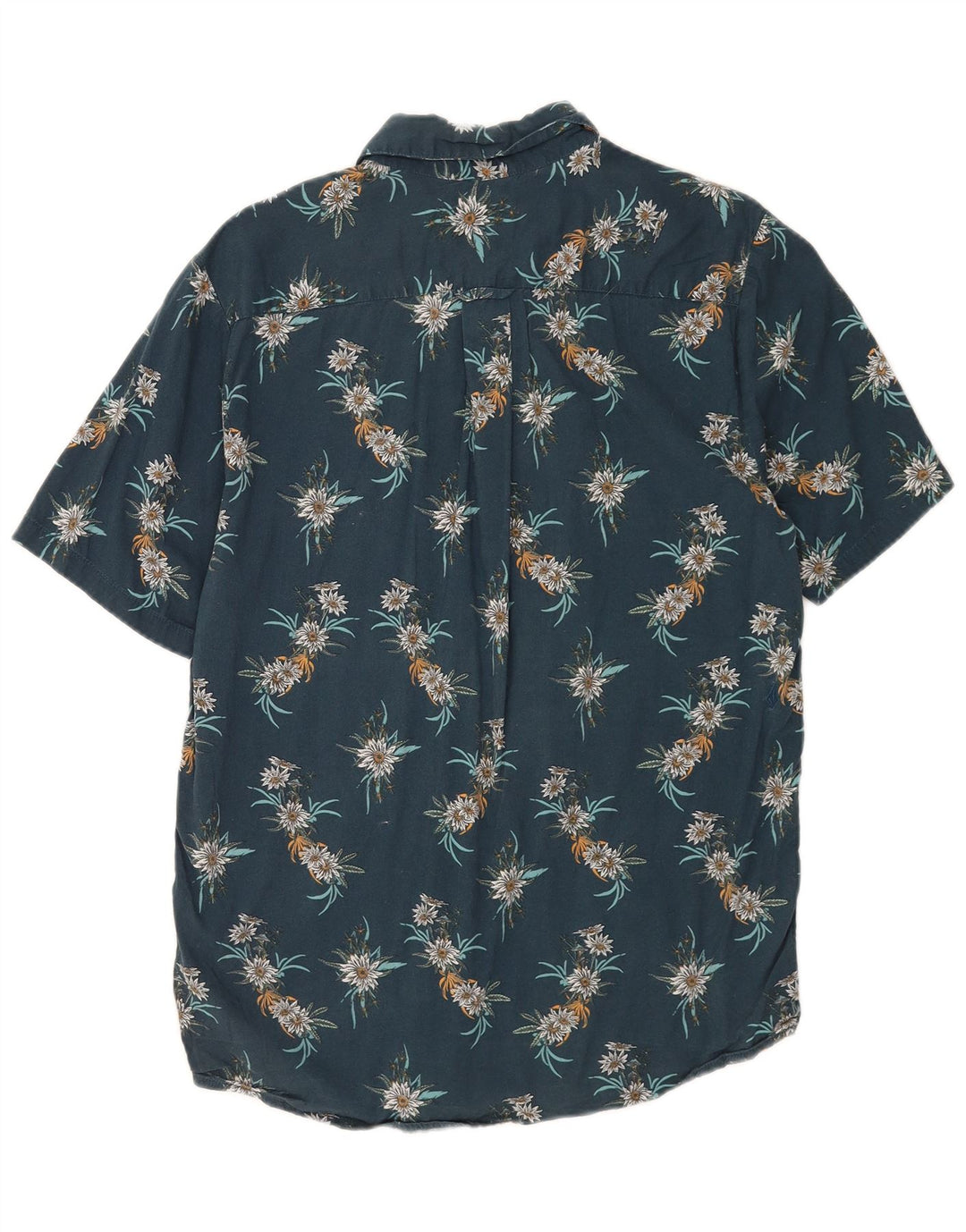 Volcom Herren-Kurzarmhemd mit klassischer Passform, mittelblaue Baumwolle mit Blumenmuster