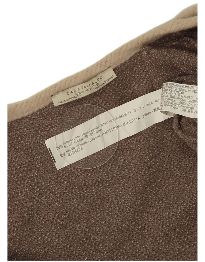 Zara Damen-Strickjacke, übergroß, lang geschnitten, offen, Gr. 10, Größe S, Braun