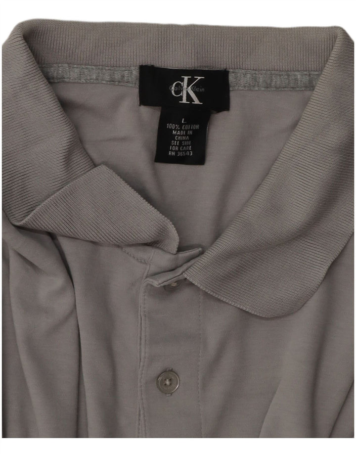 CALVIN KLEIN Herren Poloshirt Große graue Baumwolle