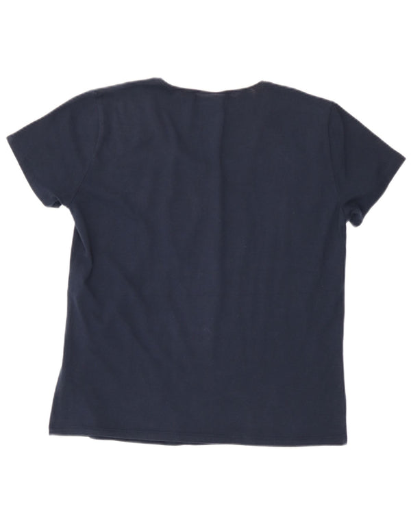 Trussardi Jeans Damen T-Shirt Top UK 18 XL Marineblau Colourblock Baumwolle