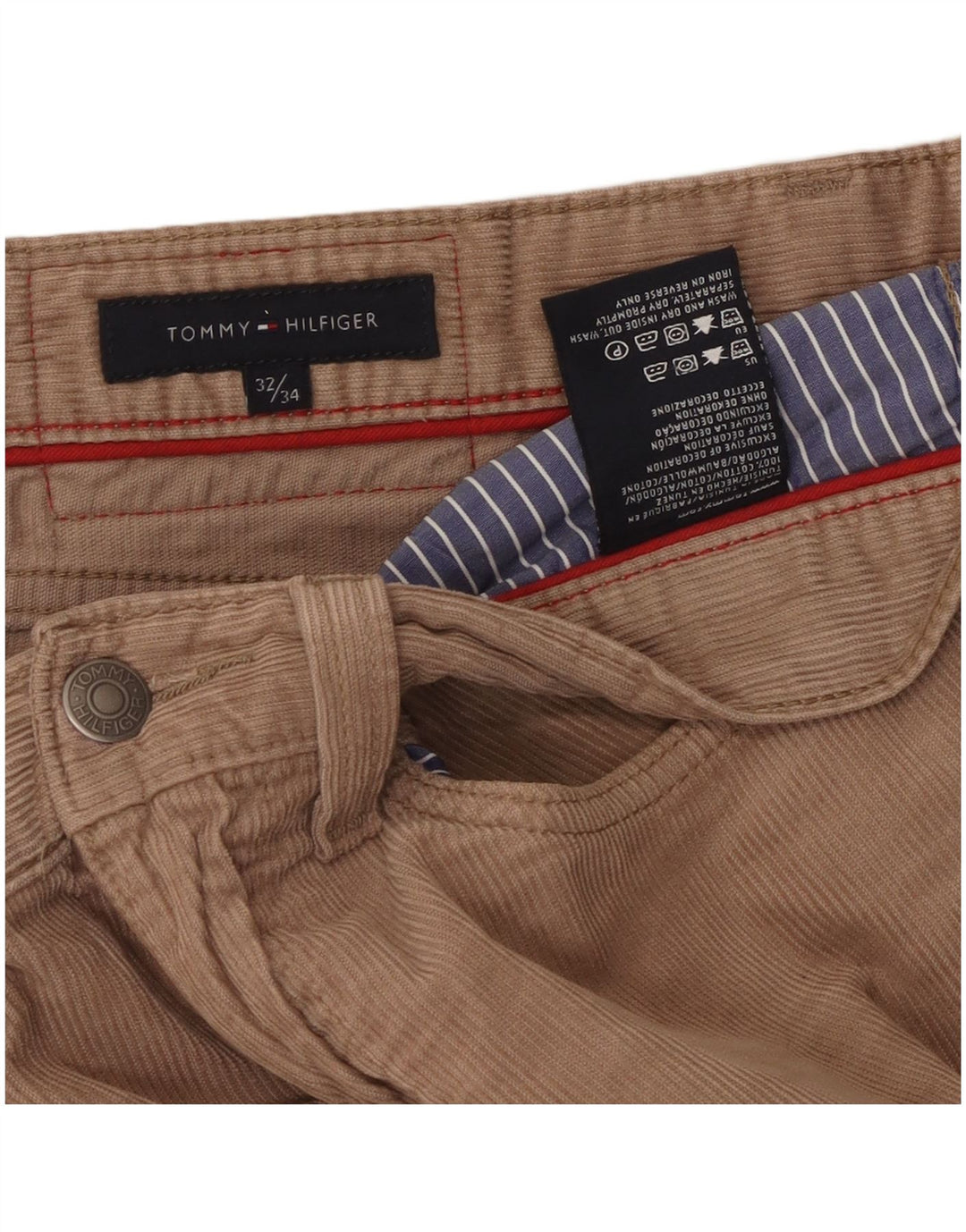 TOMMY HILFIGER Herren gerade Cordhose W32 L34 Beige Baumwolle