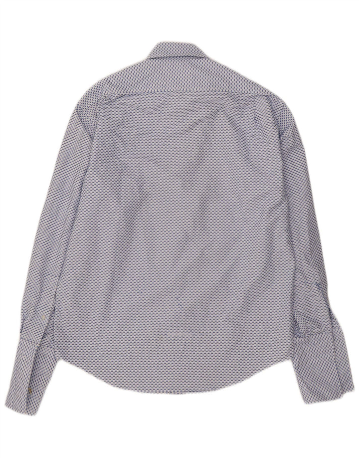 Yves Saint Laurent Herren-Formalhemd aus mittelblauer, geometrischer Baumwolle