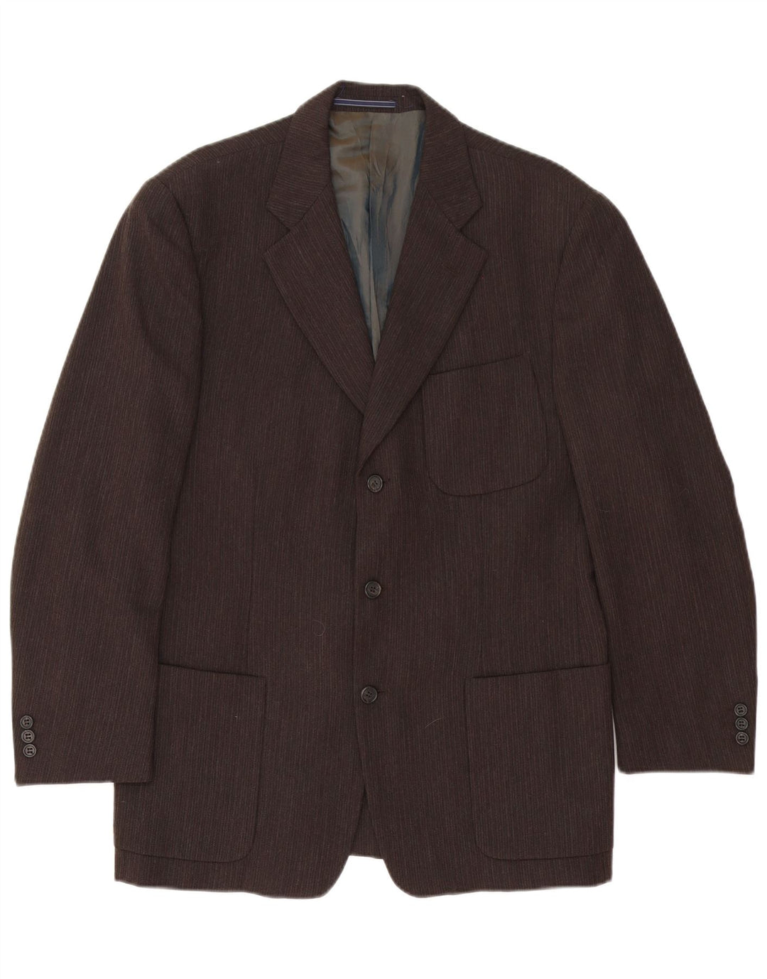 Trussardi Herren-Blazer mit 3 Knöpfen, IT 50, groß, braunes Nadelstreifen-Acetat