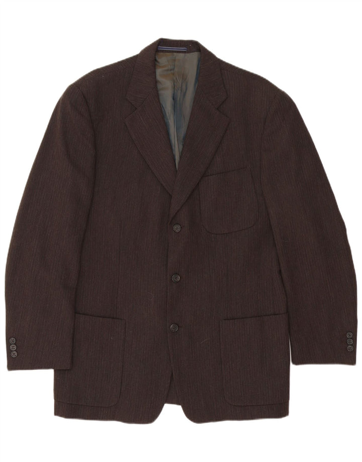 Trussardi Herren-Blazer mit 3 Knöpfen, IT 50, groß, braunes Nadelstreifen-Acetat