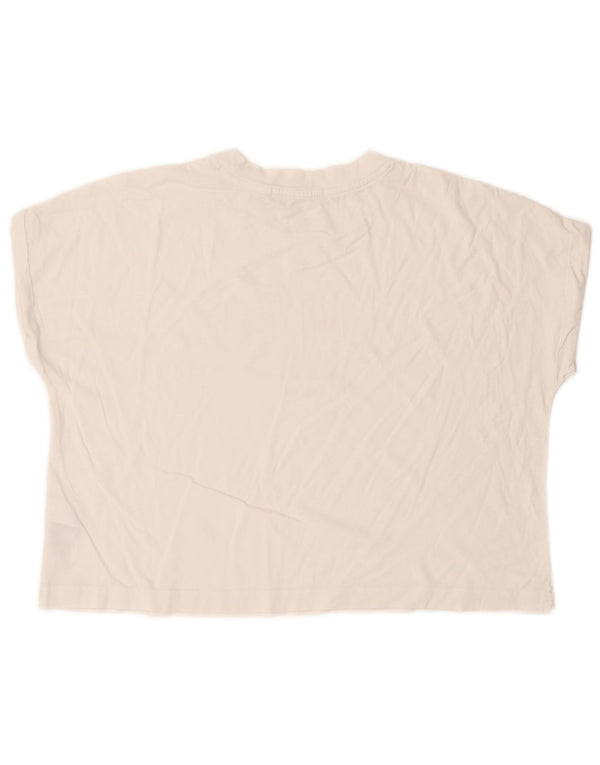 Calvin Klein Jeans Damen Crop Graphic T-Shirt Top UK 16 Large Weiße Baumwolle