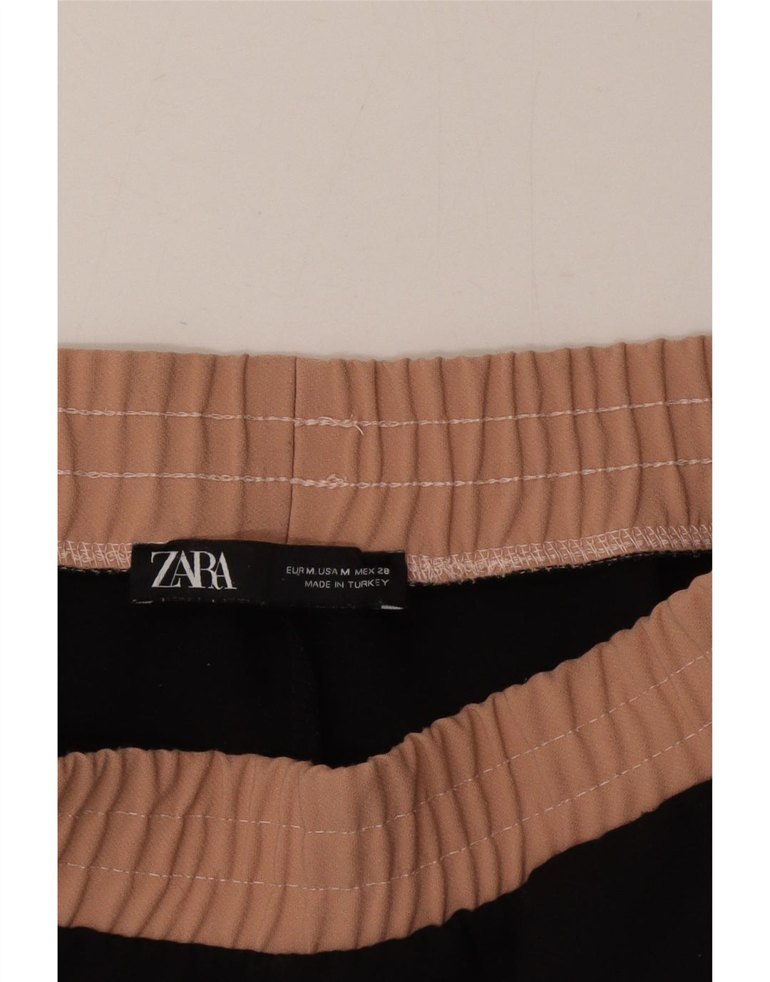 Zara Damen Crop-Trainingshose UK 12 Mittelschwarz Farbblock
