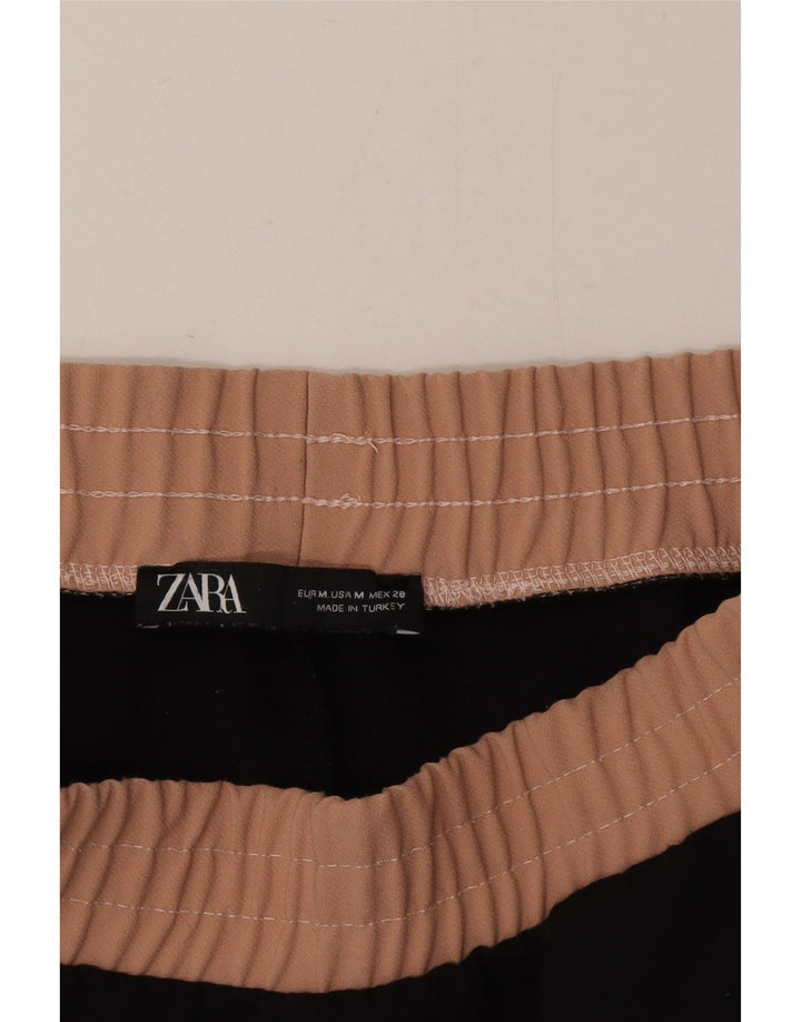 Zara Damen Crop-Trainingshose UK 12 Mittelschwarz Farbblock