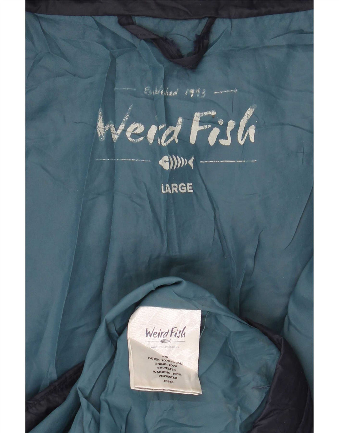 Weird Fish Wattierte Herrenjacke UK 40 Large Marineblaues Nylon