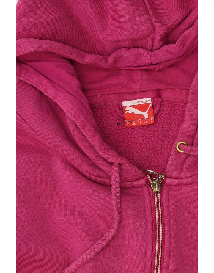 PUMA Womens Zip Hoodie Sweater UK 12 Medium  Pink Cotton Vintage Puma and Second-Hand Puma from Messina Hembry 