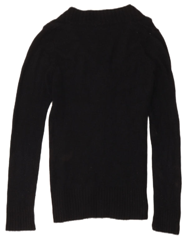 Zara Damen-Pullover mit V-Ausschnitt, UK 12, Mittelschwarzes Nylon
