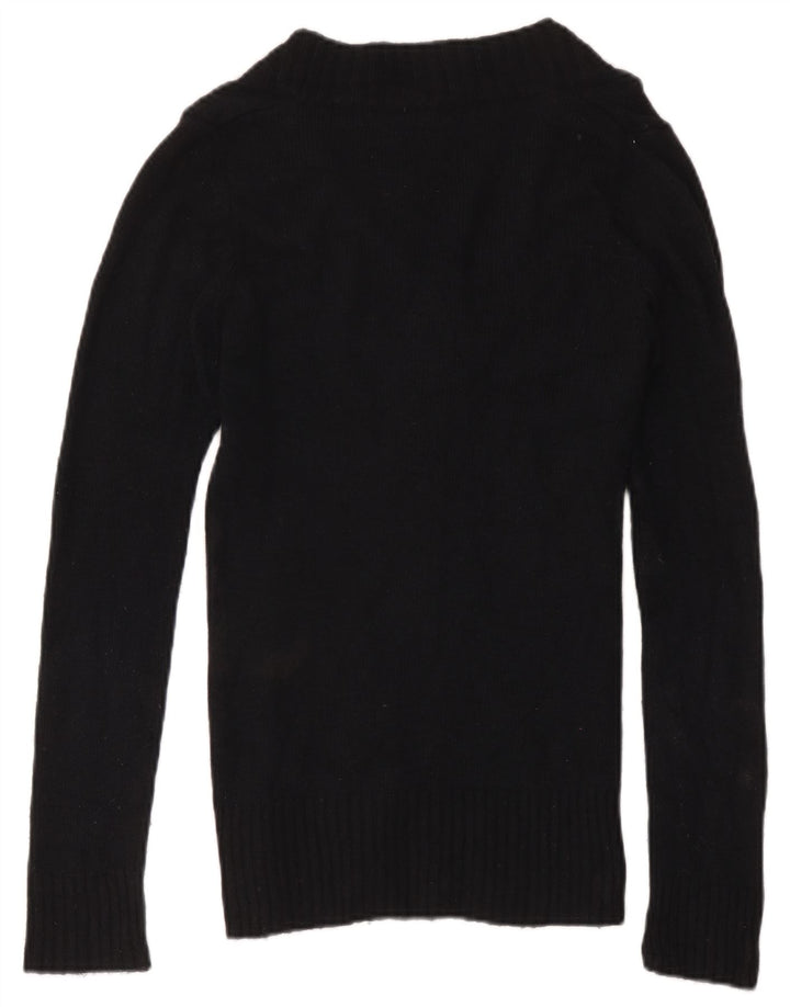 Zara Damen-Pullover mit V-Ausschnitt, UK 12, Mittelschwarzes Nylon