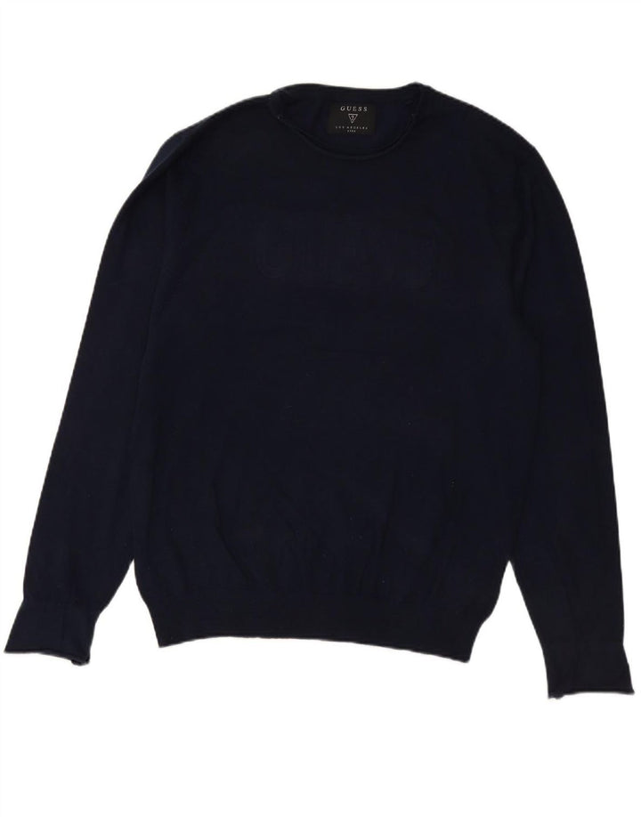 GUESS Mens Crew Neck Jumper Sweater XL Navy Blue