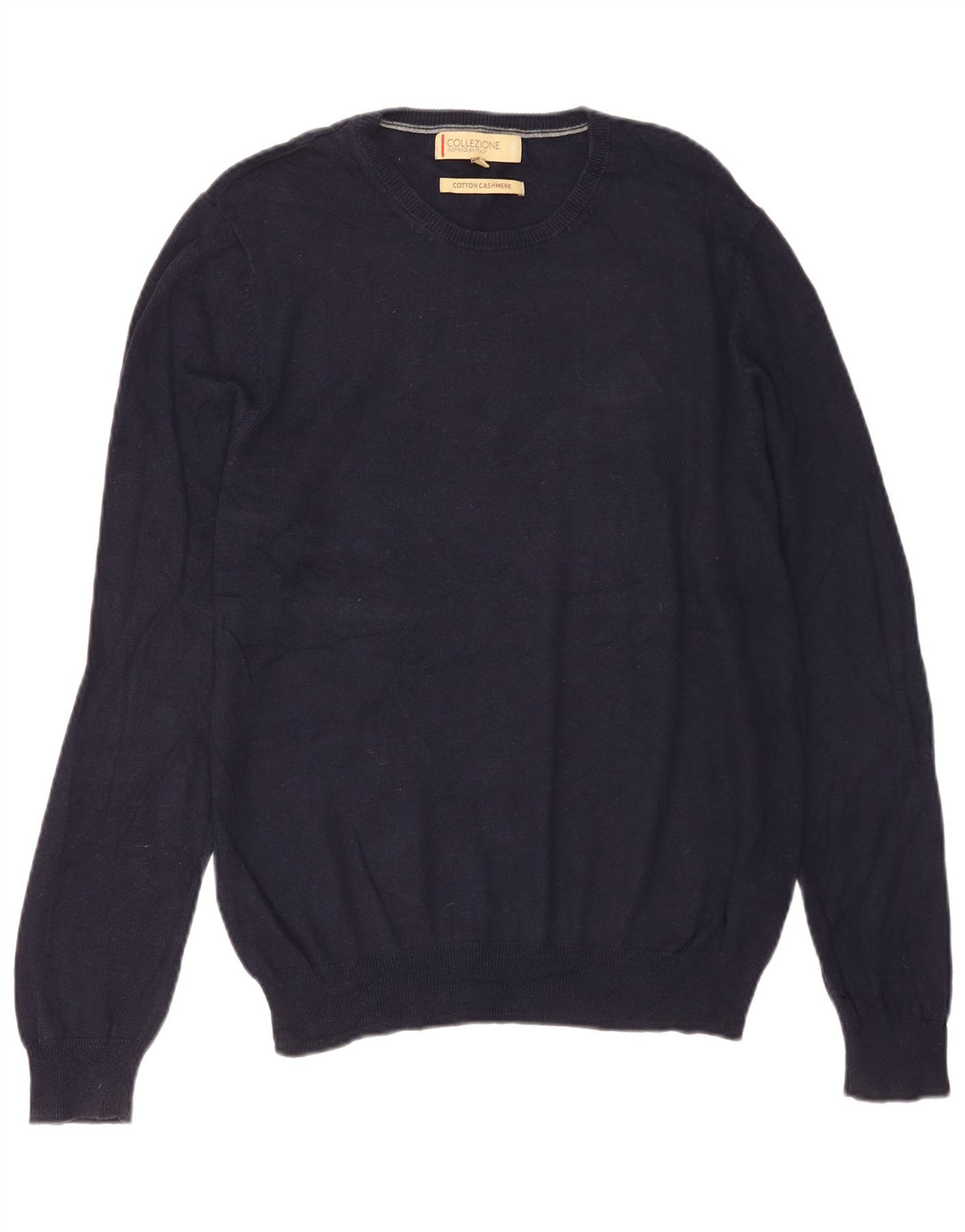 Marks & Spencer Herren-Pullover mit Rundhalsausschnitt, mittelmarineblaue Baumwolle