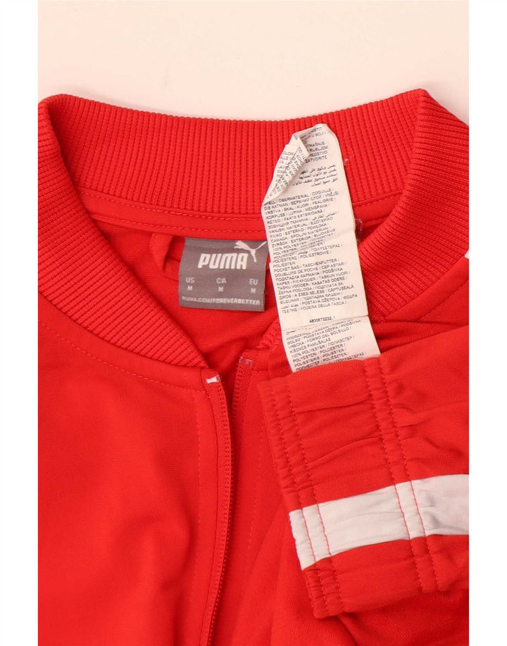 Puma Herren-Trainingsanzug-Top-Jacke aus mittelrotem Colourblock-Polyester