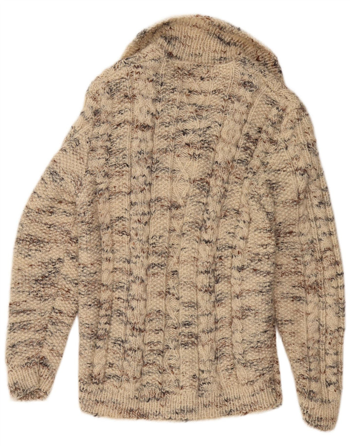 VINTAGE Damen Strickjacke UK 12 Mittelbeige meliert