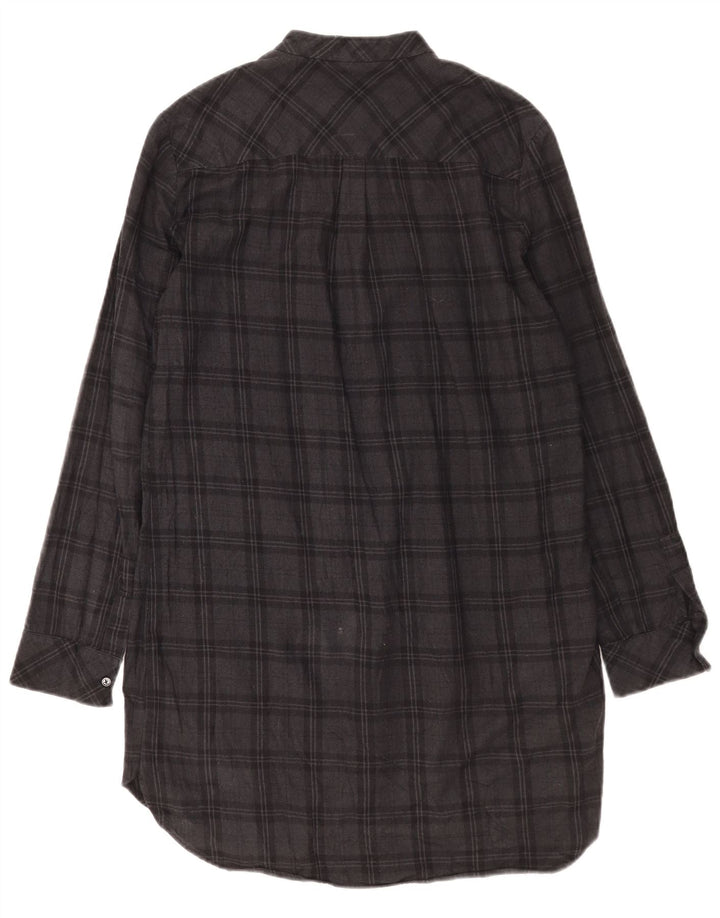 Zara Damen Langarm-Etuikleid UK 14 Mittelgrau kariert