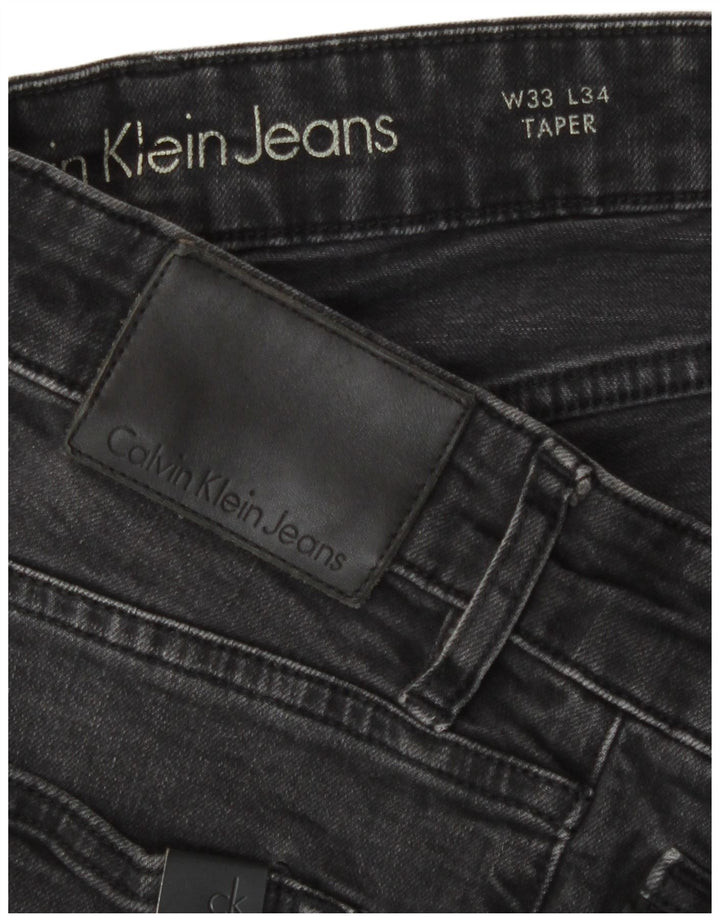 Calvin Klein Herren Tapered Jeans W33 L29 Graue Baumwolle