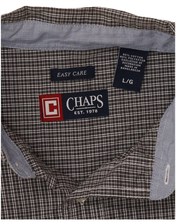 Chaps Herren-Hemd, pflegeleicht, kurzärmelig, groß, grau kariert, Baumwolle