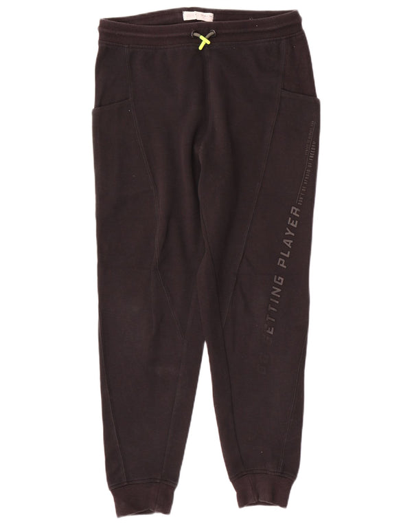 ZARA Jungen-Trainingshose mit Grafik, Jogginghose, 13–14 Jahre, schwarze Baumwolle