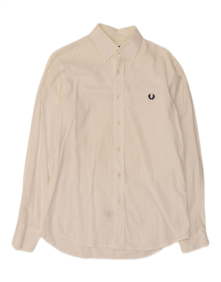 Fred Perry Herren-Slim-Fit-Hemd aus mittelweißer Baumwolle