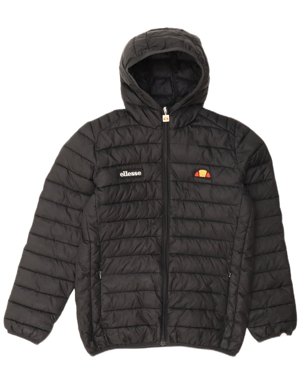 Ellesse Wattierte Jacke mit Kapuze für Jungen, 12–13 Jahre, schwarzes Polyester