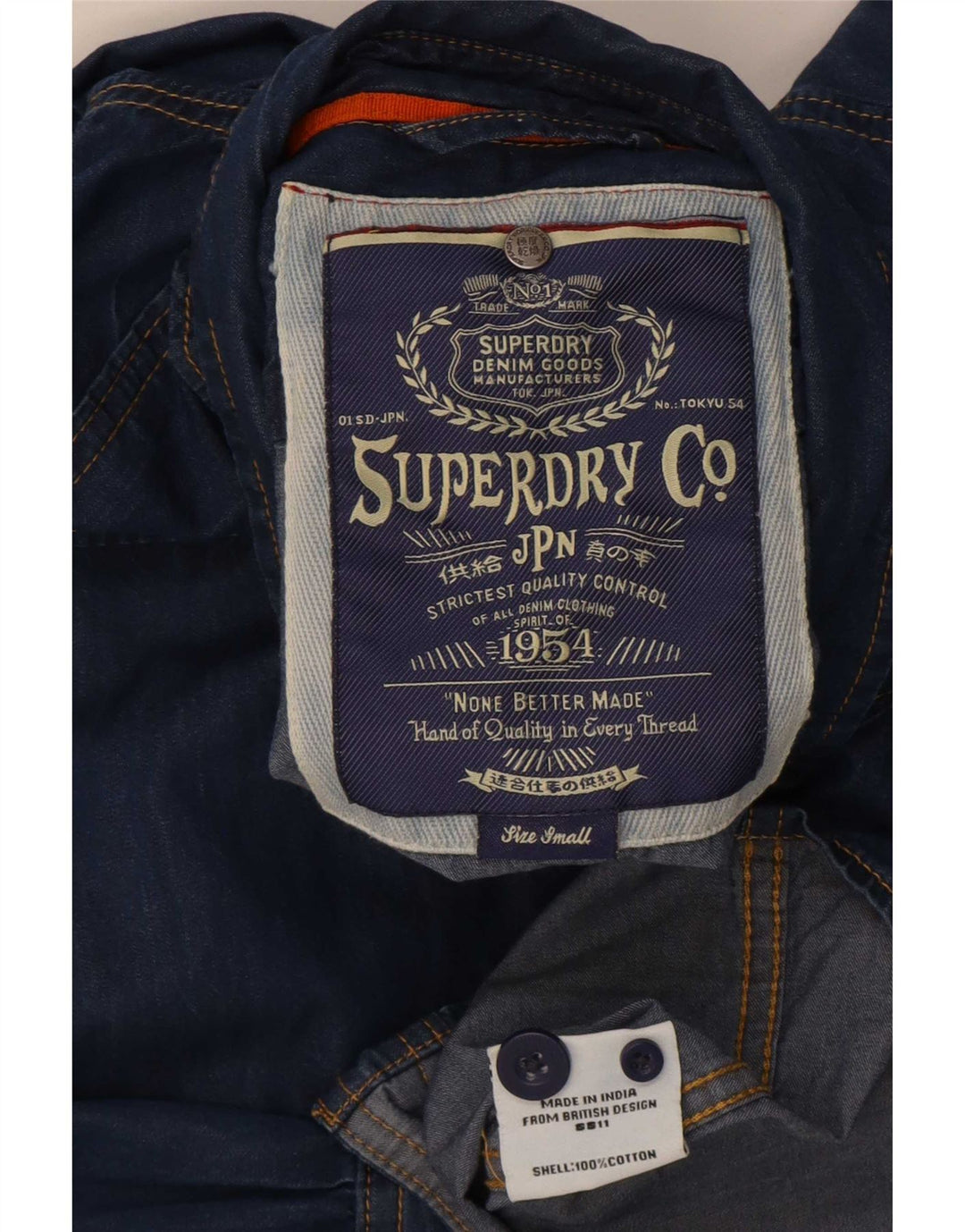 Superdry Herren-Jeanshemd, Größe S, Blau, Baumwolle