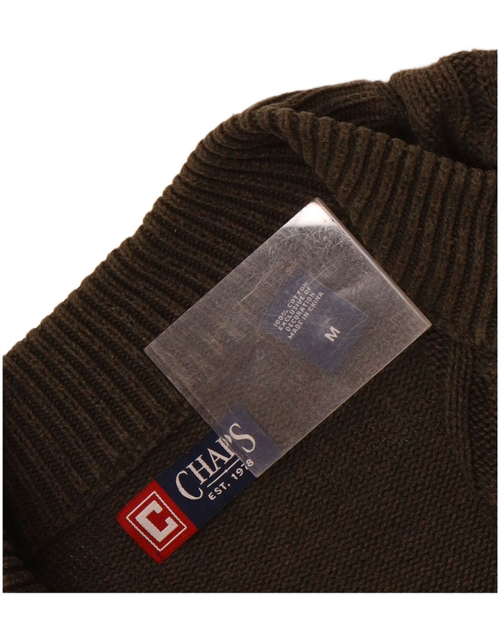 Chaps Herren-Pullover mit Reißverschluss am Hals, mittlere Khaki-Baumwolle